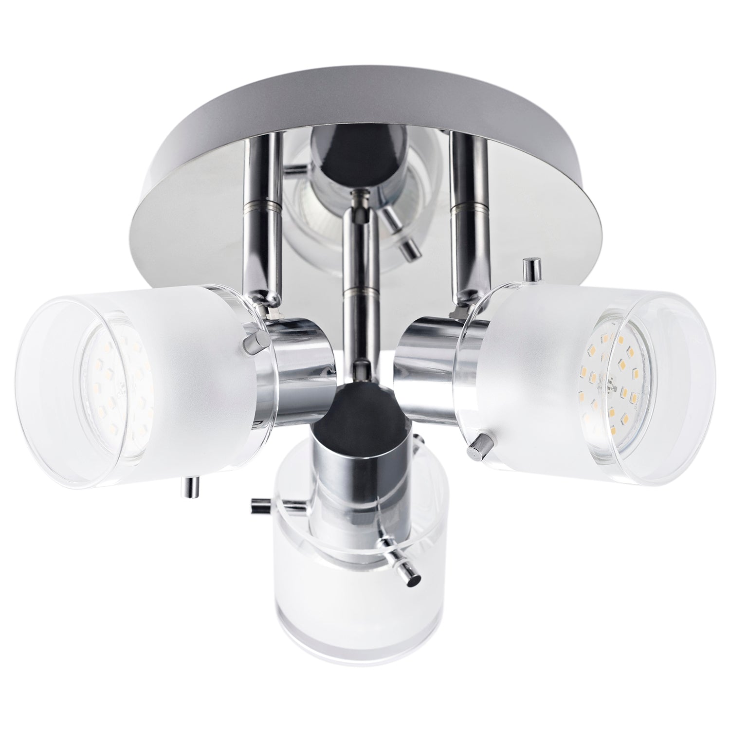 Modern Spot LED Bathroom Chrome Ceiling Light Fixture with Glass Diffuser Shades Image 1