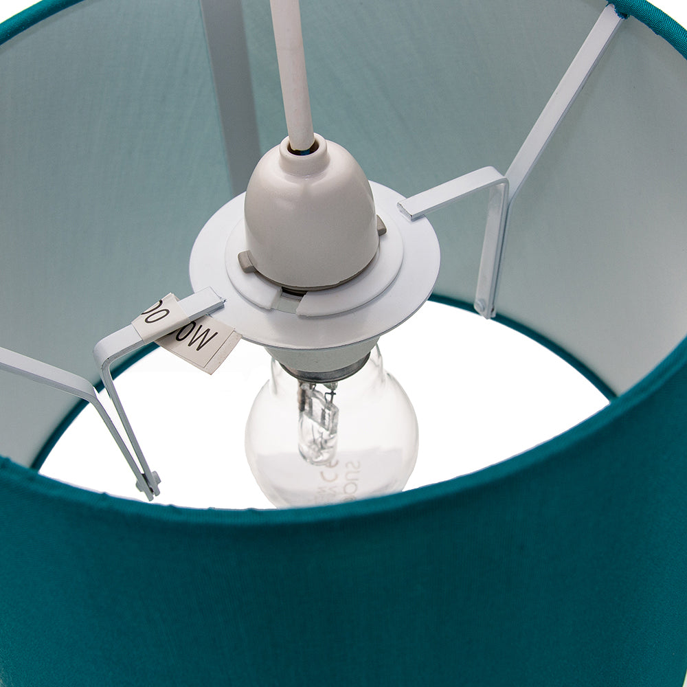 Traditionally Designed Medium 10" Drum Lamp Shade in Sleek Teal Faux Silk Fabric Image 3