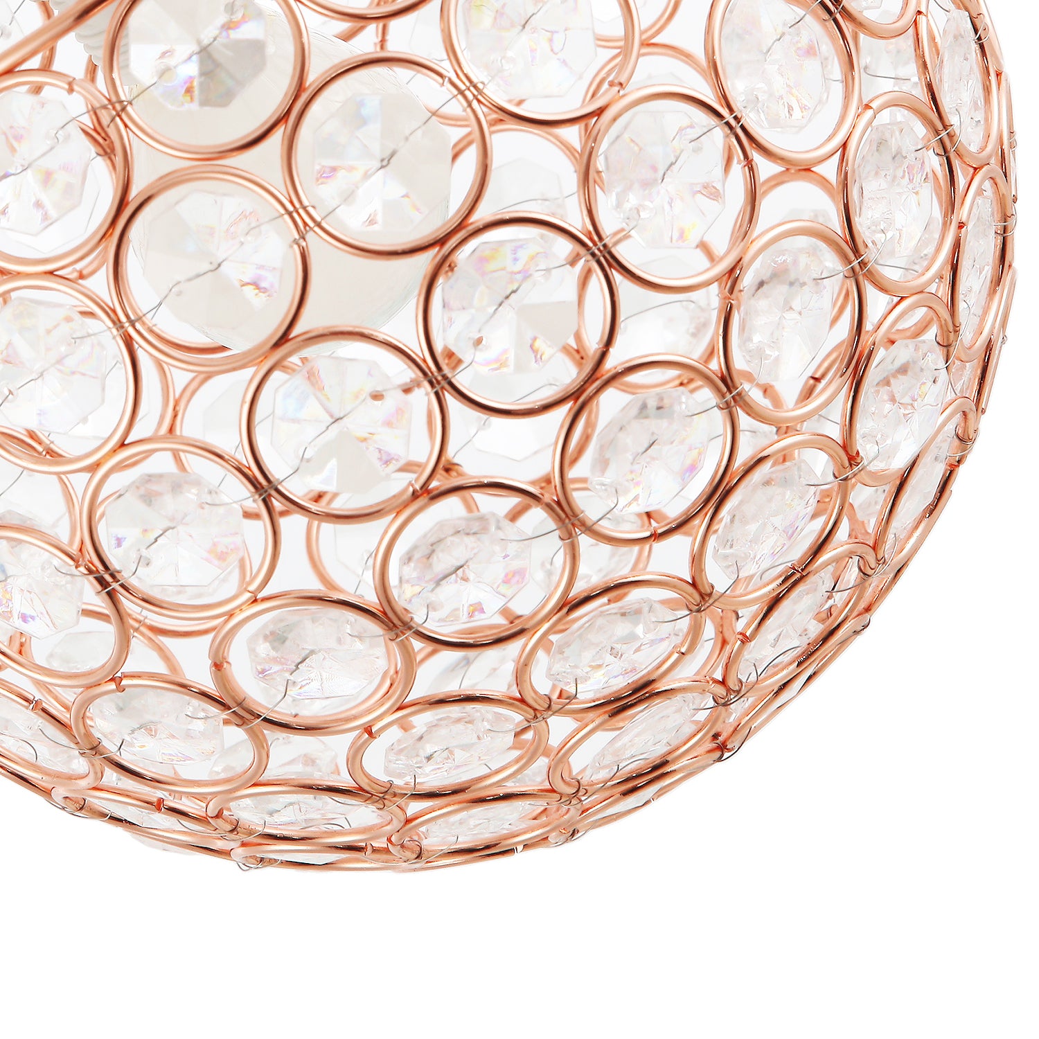 Modern Round Copper Globe Easy Fit Pendant Shade with Small Clear Acrylic Beads Image 3