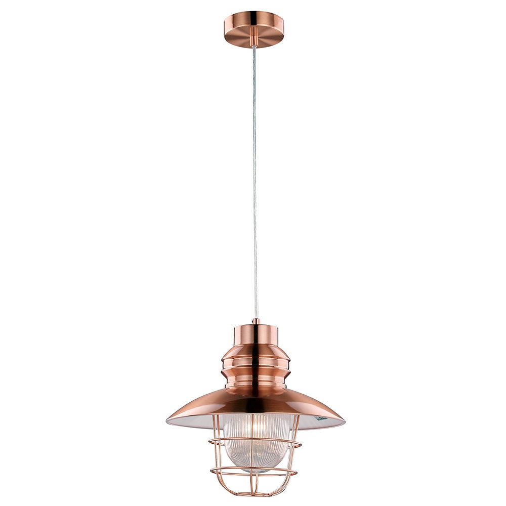 Details About Industrial Style Fisherman Pendant Ceiling Light In Antique Copper With Glass