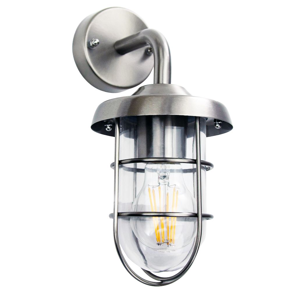 Industrial And Vintage Stainless Steel Metal Ip44 Outdoor Wall Light Fitting Happy Homewares
