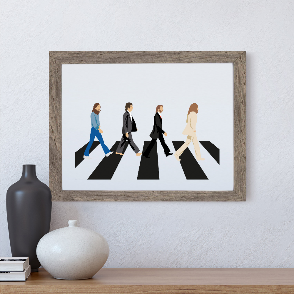 The Beatles Abbey Road Inspired Print Music Icon Wall Art W Grey Frame Happy Homewares