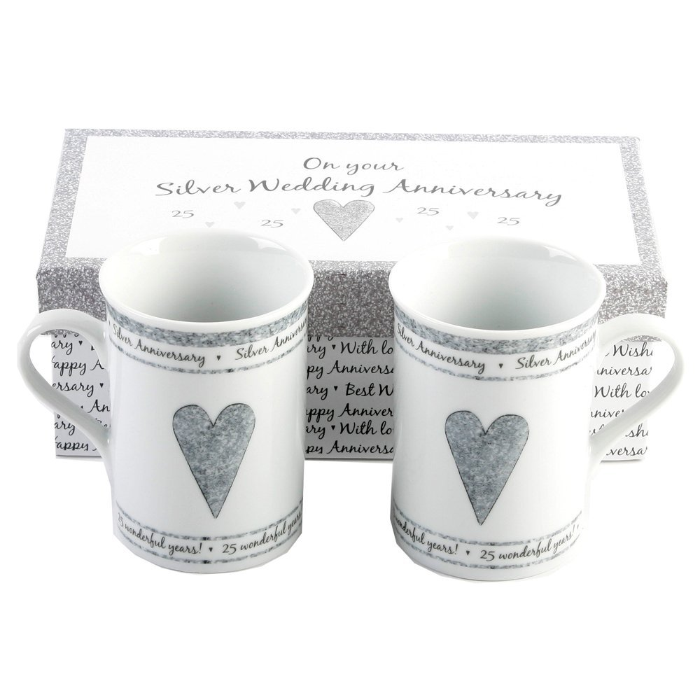 25th Silver Wedding Anniversary Gift Set Ceramic Mugs by ...