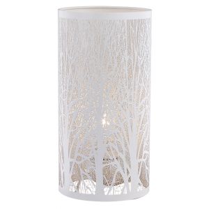Unique and Beautiful Matt White Metal Forest Design Table Lamp with Cable Switch