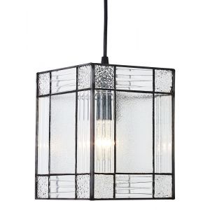 Clear Glass Tiffany Easy Fit Pendant Shade with Square and Rectangular Panels