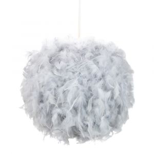 Eye-Catching and Modern Small Grey Feather Decorated Pendant Lighting Shade