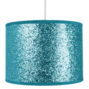 Modern and Designer Bright Teal Glitter Fabric Pendant/Lamp Shade 25cm Wide