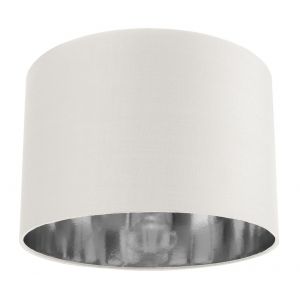 Contemporary White Cotton 12" Table/Pendant Lamp Shade with Shiny Silver Inner