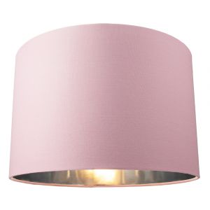 Contemporary Pink Cotton 12" Table/Pendant Lamp Shade with Shiny Silver Inner