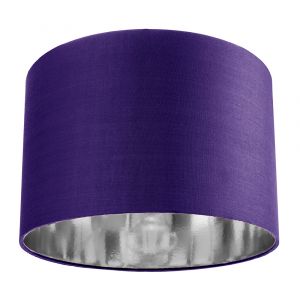 Contemporary Purple Cotton 12" Table/Pendant Lamp Shade with Shiny Silver Inner
