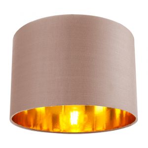 Contemporary Taupe Cotton 12" Table/Pendant Lamp Shade with Shiny Copper Inner