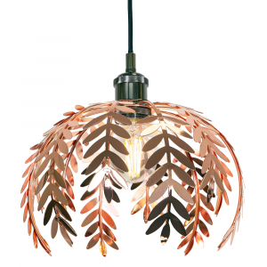 Traditional Fern Leaf Design Ceiling Pendant Light Shade in Shiny Copper Finish