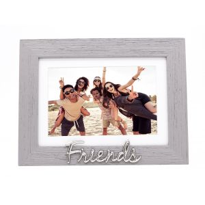 Grey Woodgrain Effect Friends Picture Frame with Silver Letters - 6x4" or 7x5"