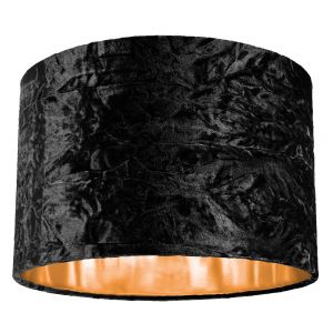 Modern Black Crushed Velvet 12" Table/Pendant Lamp Shade with Shiny Copper Inner