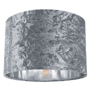 Modern Silver Crushed Velvet 12" Table/Pendant Lampshade with Shiny Silver Inner