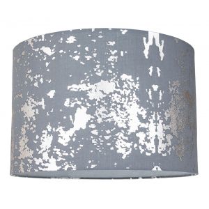 Modern Grey Cotton Fabric Lamp Shade with Silver Foil Decor for Table or Ceiling