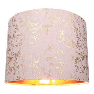 Modern Soft Pink Cotton Fabric 10" Lamp Shade with Gold Foil Floral Decoration