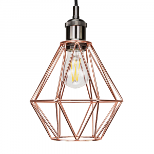 Industrial Basket Cage Designed Copper Plated Metal Ceiling Pendant Light Shade