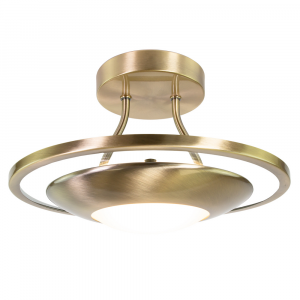 Modernistic Semi Flush Eco Friendly LED Ceiling Light Fitting in Antique Brass