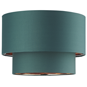 Designer Forest Green Cotton Double Tier Ceiling Shade with Shiny Copper Inner