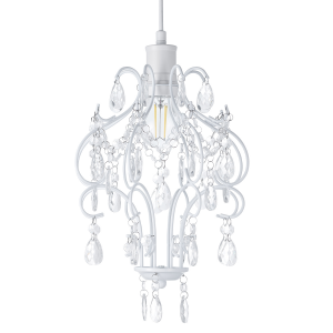 Matt White Shabby Chic Chandelier Style Pendant Ceiling Lamp Shade with Acrylic