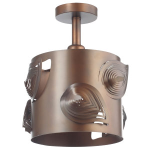 Contemporary Designer Semi Flush Matt Bronze Ceiling Lamp with Laser Cut Leaves