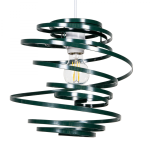 Contemporary Forest Green Gloss Metal Double Ribbon Spiral Swirl Pendant Shade