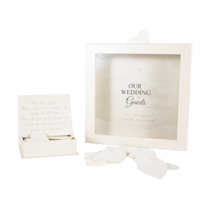 Modern Cream Beige Wedding Day Guest Message Box with Hearts and Keepsake Holder