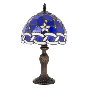 Cute and Modern Midnight Blue Glass Tiffany Table Lamp with Opal White Stars