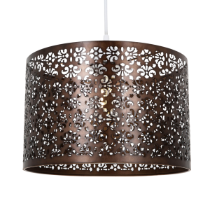 Marrakech Designed Matt Bronze Metal Pendant Light Shade with Floral Decoration