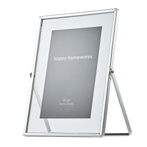 Chic Silver Plated 4x6 Photo Frame with Clear Glass Inner and Modern Kick Stand