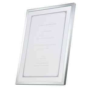 Modern Sleek Shiny Silver Metal A4 Certificate Frame for Table or Wall Hanging