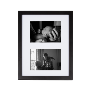 Classic Designer Mat Black MDF Double Picture Frame Free Standing or Wall Hung