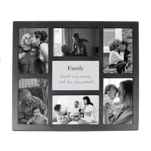 Modern Black Multi Collage Picture Frame with Family Wording and Cute Phrase