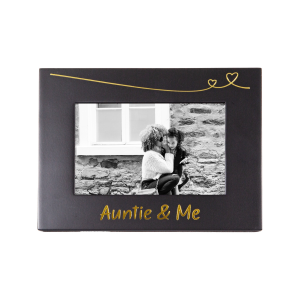 Cute and Modern Auntie and Me 4" x 6" Black Picture Frame with Gold Foil Decor
