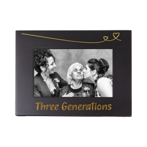 Cute and Modern Three Generations 4" x 6" Black Photo Frame with Gold Foil Decor