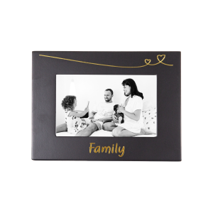 Cute and Modern Family 4" x 6" Black Photo Frame with Catchy Gold Foil Decor