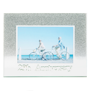 Silver Glitter 25th Anniversary Picture Frame with Acrylic Letters - 5" x 3.5"