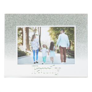 Chic Silver Glitter Family Glass Picture Frame with Acrylic Letters - 5" x 3.5"