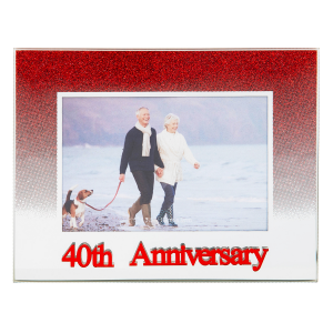 Chic Red Glitter 40th Anniversary Picture Frame with Acrylic Letters - 5" x 3.5"