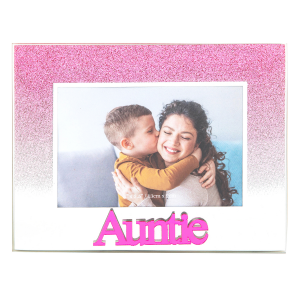 Chic Pink Glitter Auntie Glass Picture Frame with Acrylic Letters - 5" x 3.5"