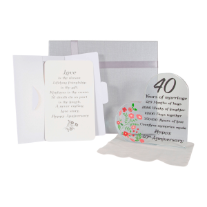 Sleek Contemporary Clear Toughened Glass 40th Anniversary Sentiment Ornament