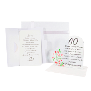 Sleek Contemporary Clear Toughened Glass 60th Anniversary Sentiment Ornament