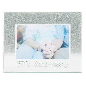 Silver Glitter 60th Anniversary Picture Frame with Acrylic Letters - 5" x 3.5"