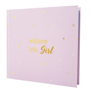 Welcome Little Girl Soft Pastel Pink Photo Album for Baby Shower or Christening