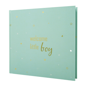Welcome Little Boy Soft Pastel Blue Photo Album for Baby Shower or Christening