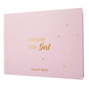 Welcome Little Girl Soft Pastel Pink Guest Book for Baby Shower or Christening