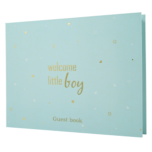 Welcome Little Boy Soft Pastel Blue Guest Book for Baby Shower or Christening