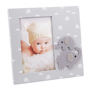 Contemporary and Cute Elephant Themed 4x6 Grey Freestanding Picture Frame