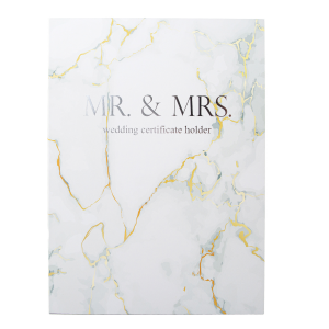 MR & MRS Wedding Certificate Holder in Marble Effect Finish and Silver Foil Text